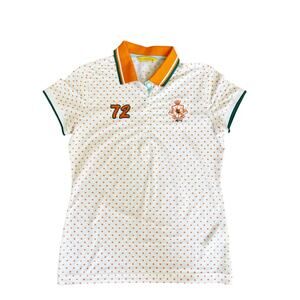 LOUIS CASTEL NWOT SZ 90 Orange Green Polka Dot White Polo Golf Shirt Korea 72